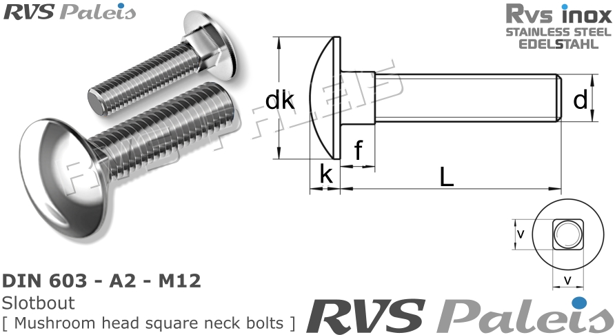 Rvs Slotbouten M12 Din 603 A2 Rvspaleis Nl