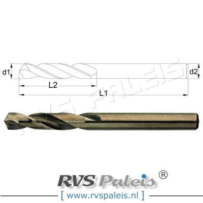 3,5 mm / HSS-E (Cobalt) Spiraalboor - korte uitvoering