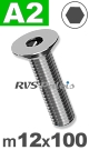 m12x100mm / per stuk - verzonken schroef A2